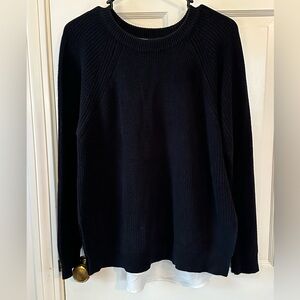 Lauren Ralph Lauren Black Sweater with White Blouse